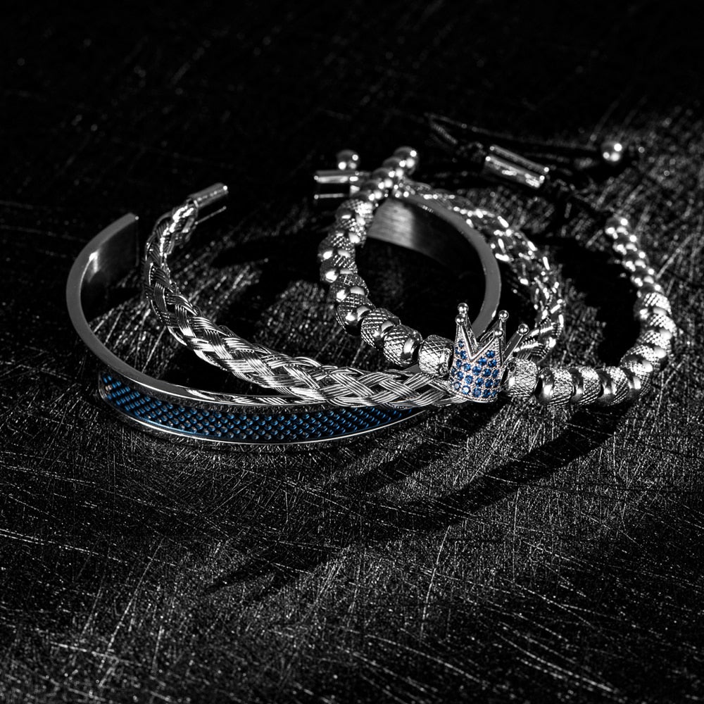 Two Tone Crown Stack Bracelet