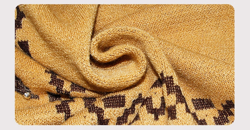 Bohemian Fringe Knit Poncho with Fur Collar