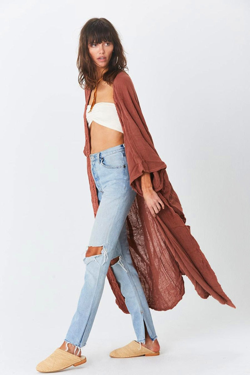 Oversized Long Kimono Cover up