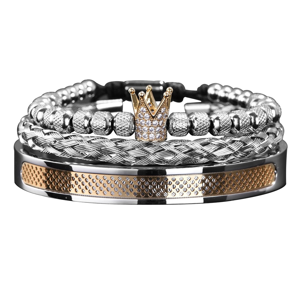 Two Tone Crown Stack Bracelet