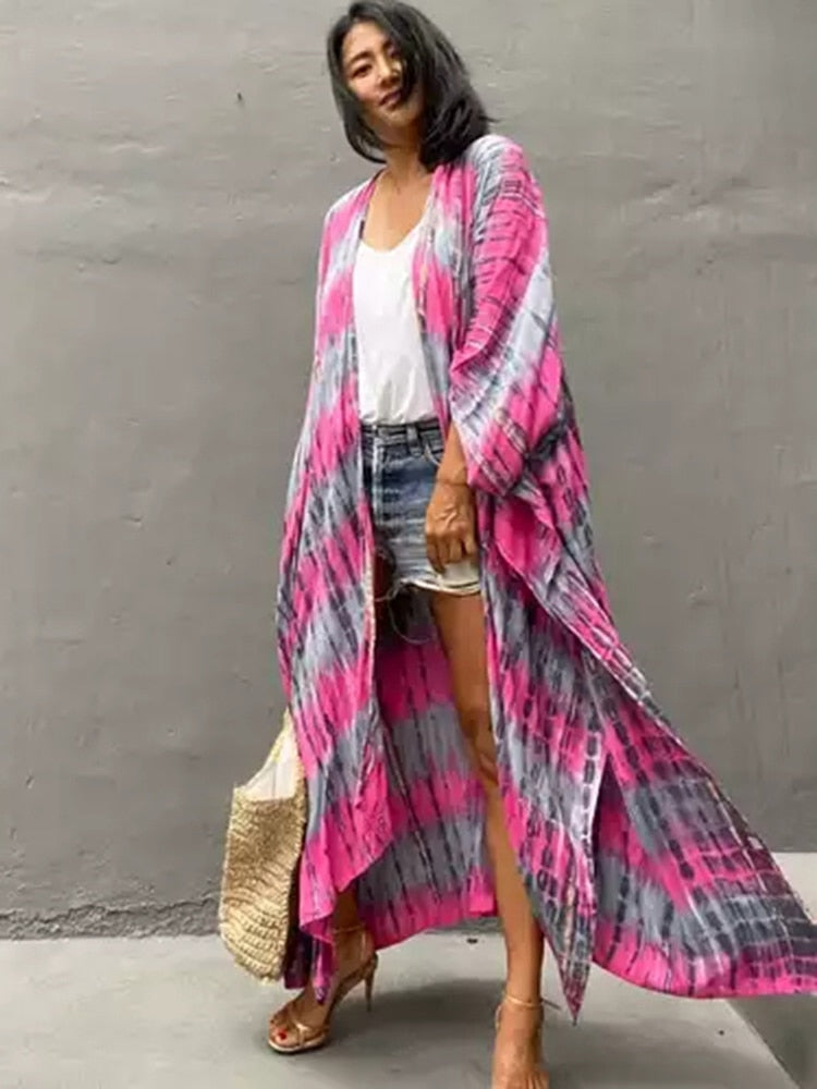 Oversized Bohoemain Tie Dye Cover Up