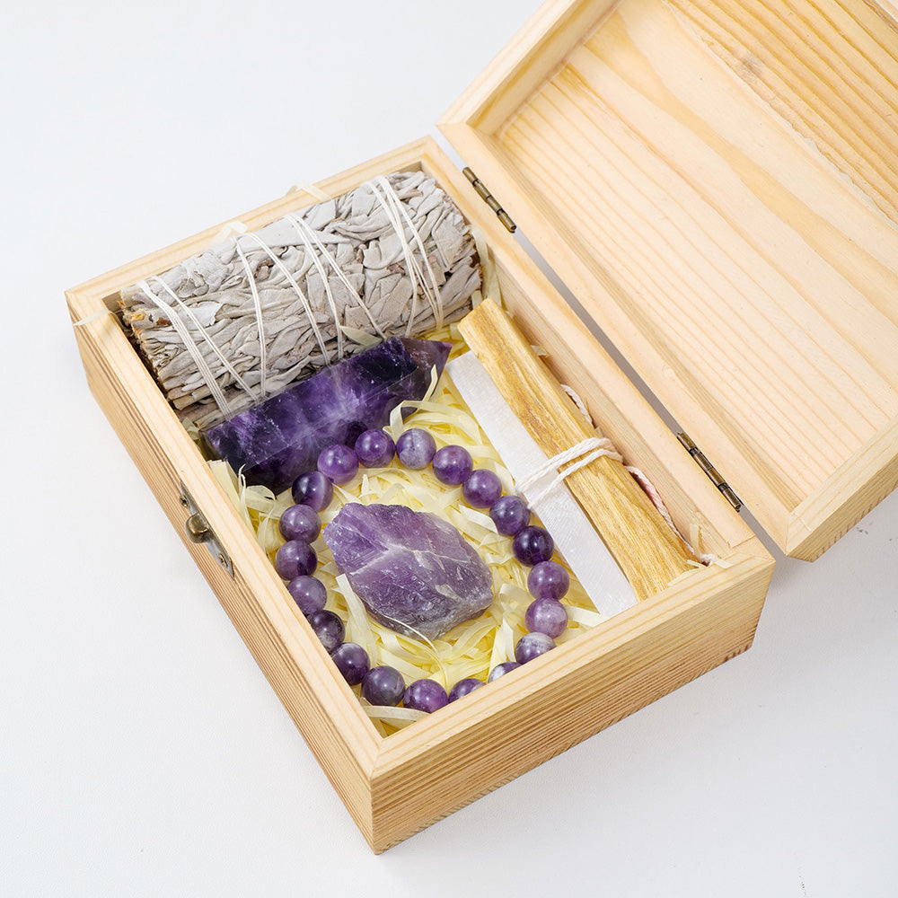 White Sage Smudge & Amethyst Crystal Gift Set