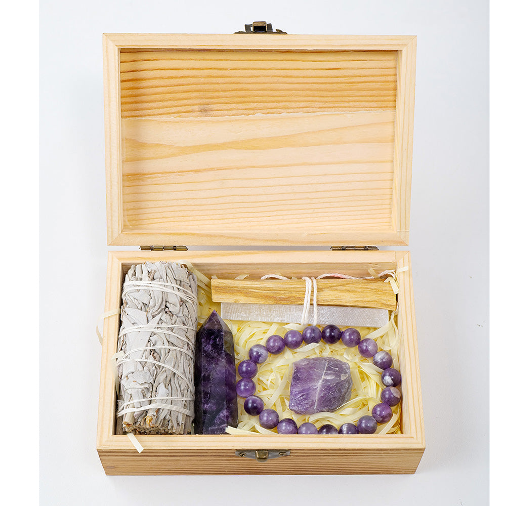 White Sage Smudge & Amethyst Crystal Gift Set