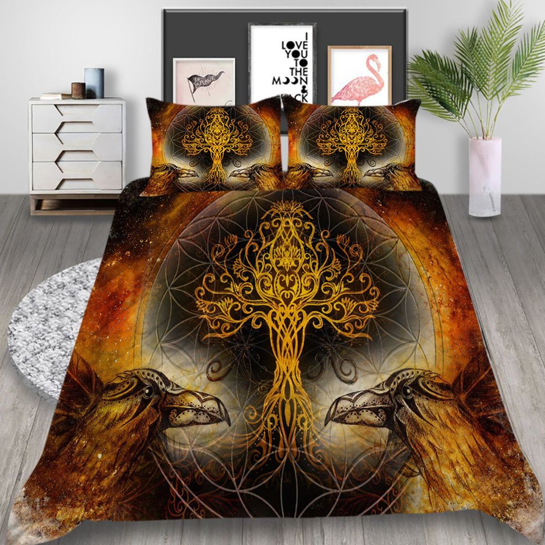 Celtic Tree & Raven Quilt Set
