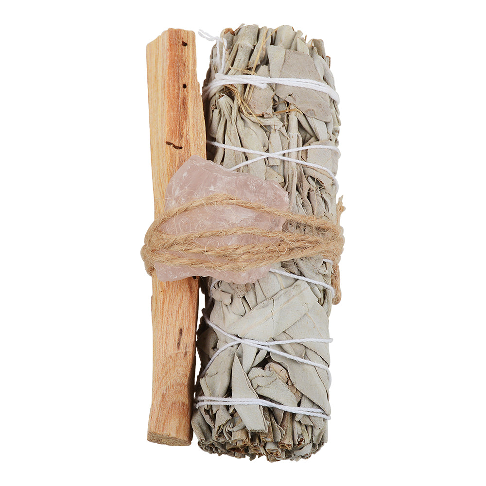 White Sage & Rose Quartz Crystal Bundle
