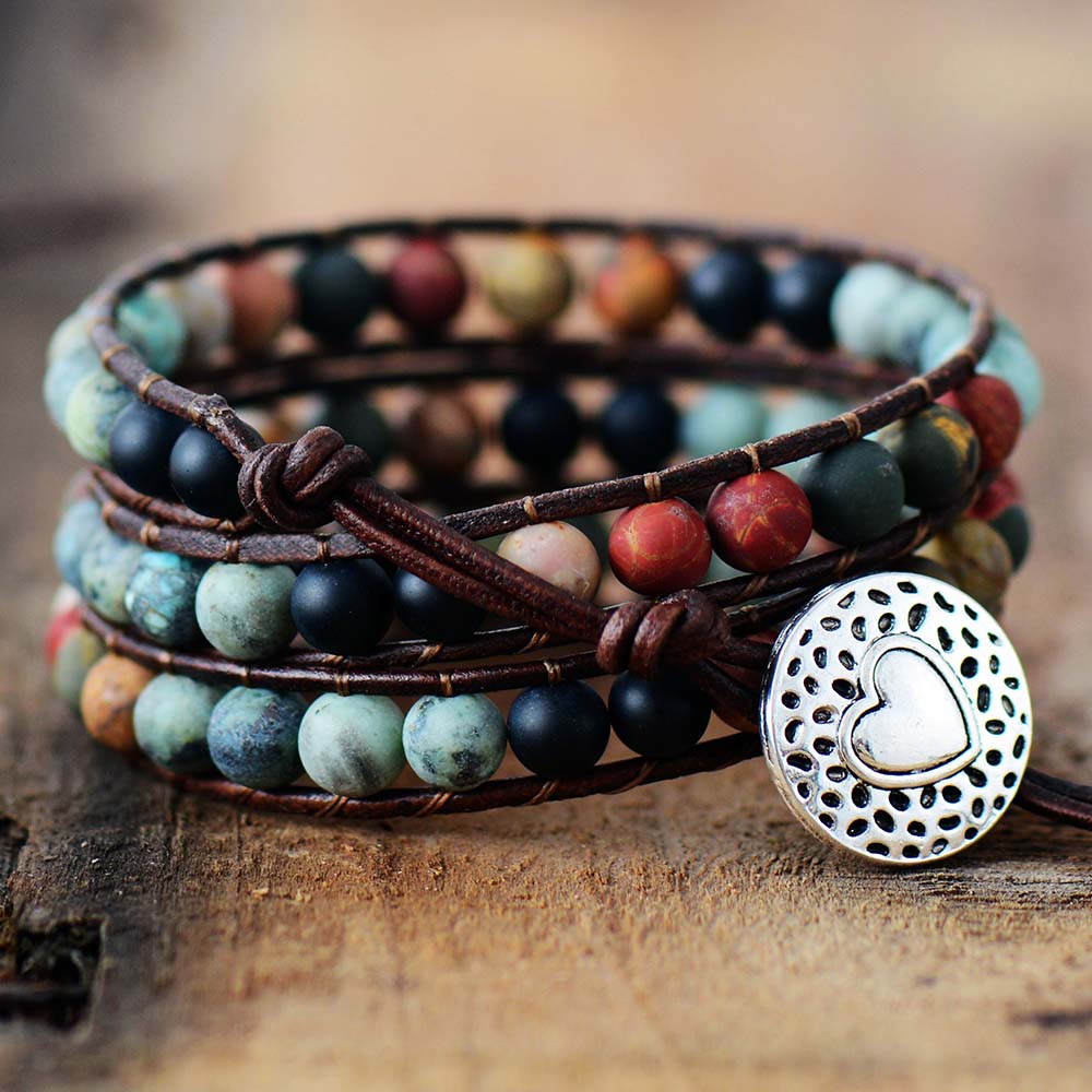 Vintage Love Leather Wrap Bracelet