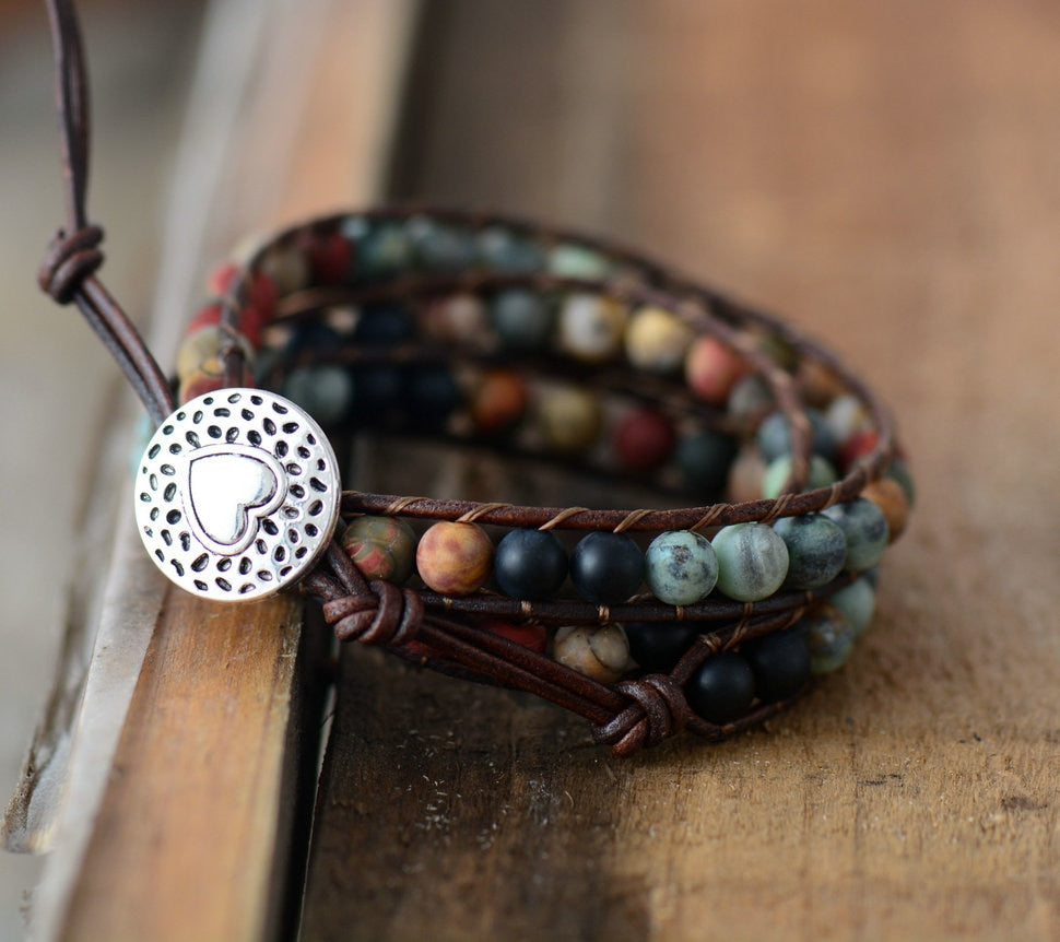 Vintage Love Leather Wrap Bracelet