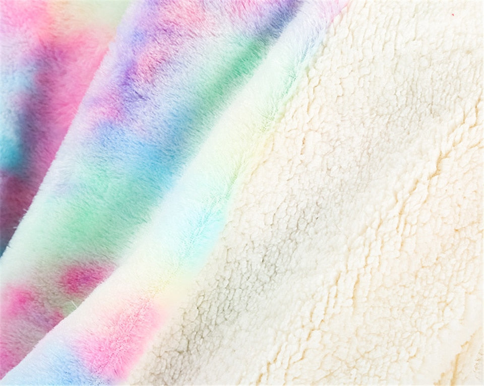 Super Soft Fluffy Rainbow Throw Blanket