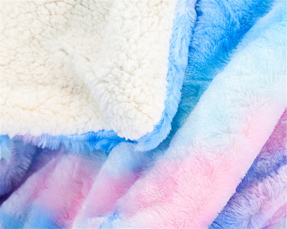 Super Soft Fluffy Rainbow Throw Blanket