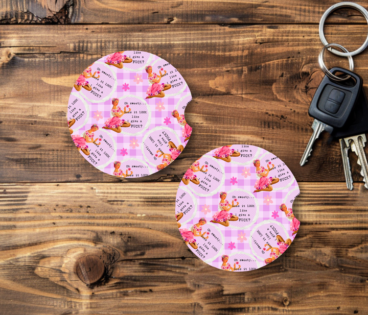 Ceramic Car Coasters- Oh Sweety Does it look like I give a F*ck