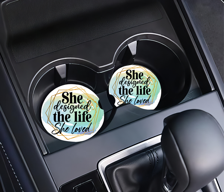 Ceramic Car Coasters- She Designed the Life She Loved