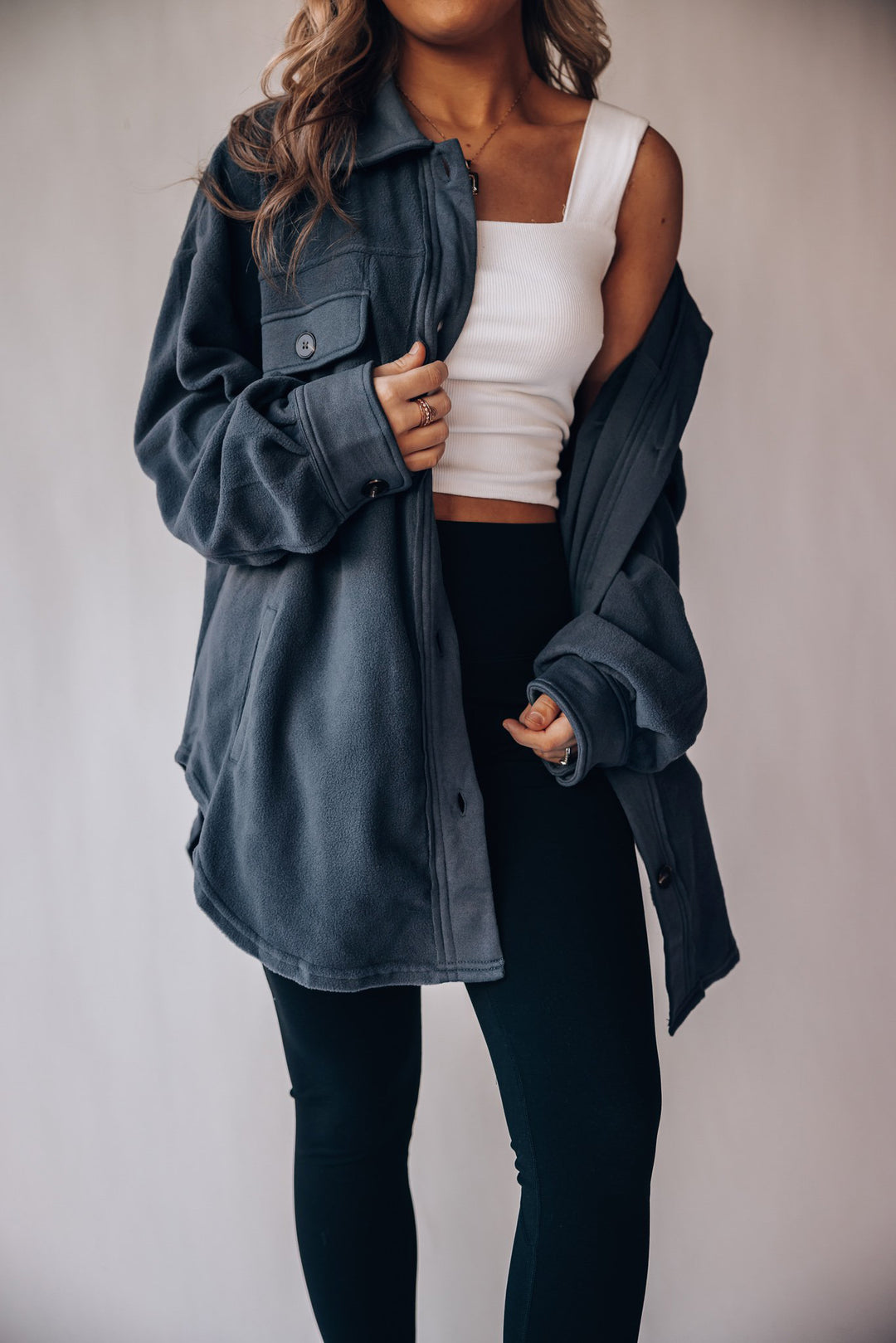 Soft Velvety Fleece Button-Up Jacket