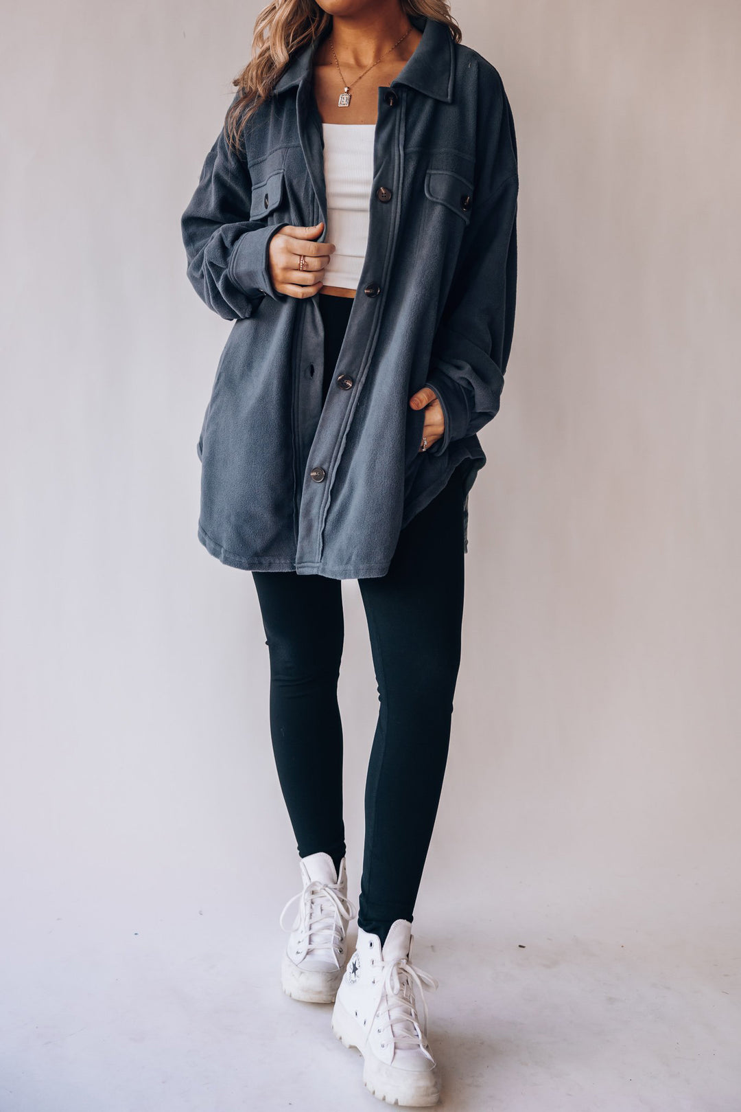 Soft Velvety Fleece Button-Up Jacket