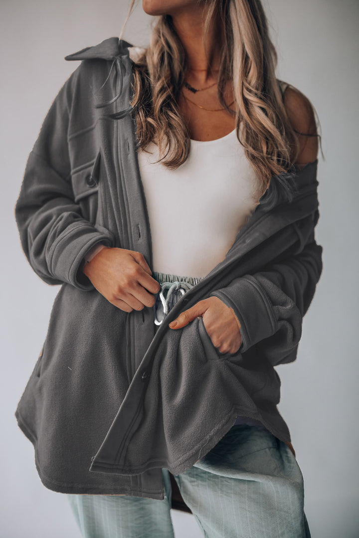 Soft Velvety Fleece Button-Up Jacket