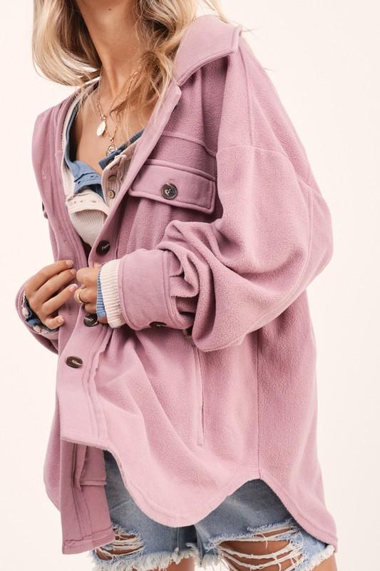 Soft Velvety Fleece Button-Up Jacket