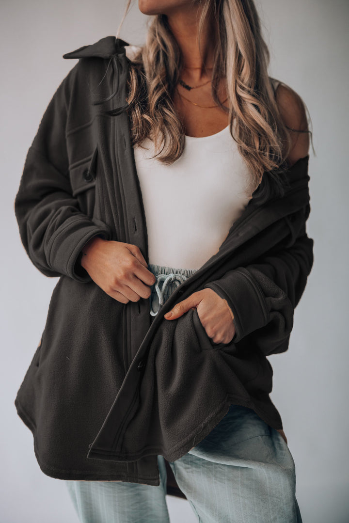 Soft Velvety Fleece Button-Up Jacket