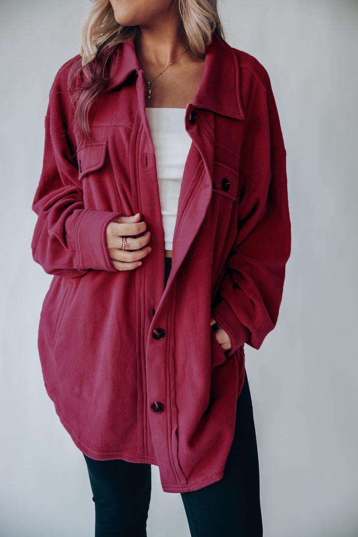 Soft Velvety Fleece Button-Up Jacket