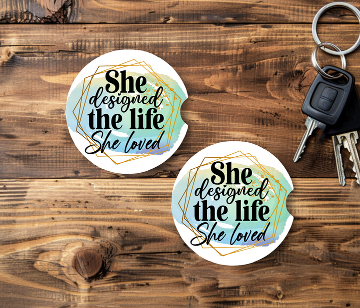 Ceramic Car Coasters- She Designed the Life She Loved