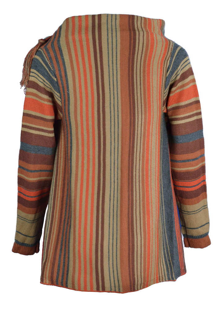 Asymmetrical Flare Striped Poncho