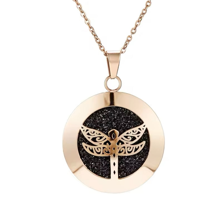 Dragonfly  Aromatherapy Necklace- Rose Gold