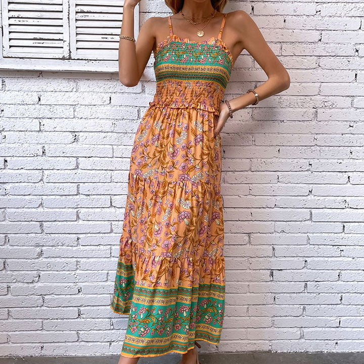 Ruffled Bohemian Slip Maxi Dress