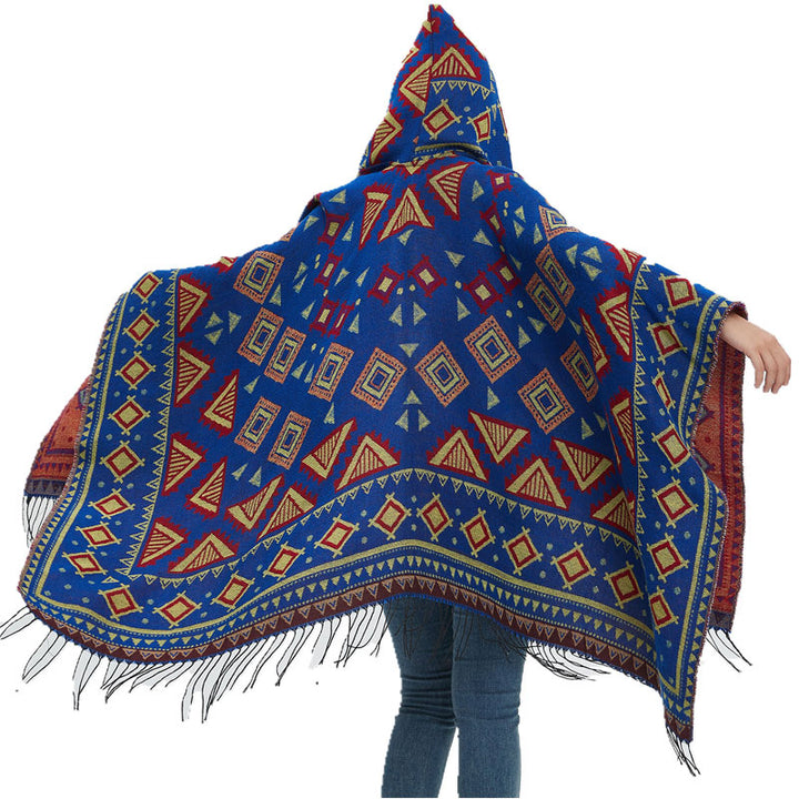 Aztec Poncho Hooded Shawl