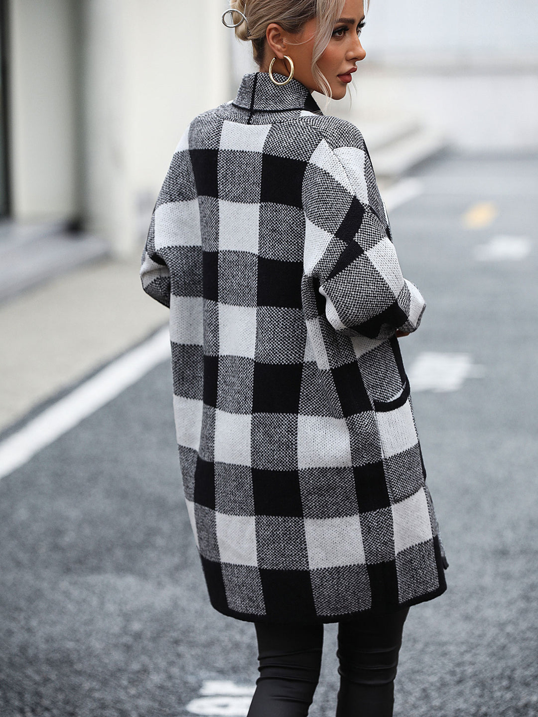 Patchwork Plaid Knitted Cardigan