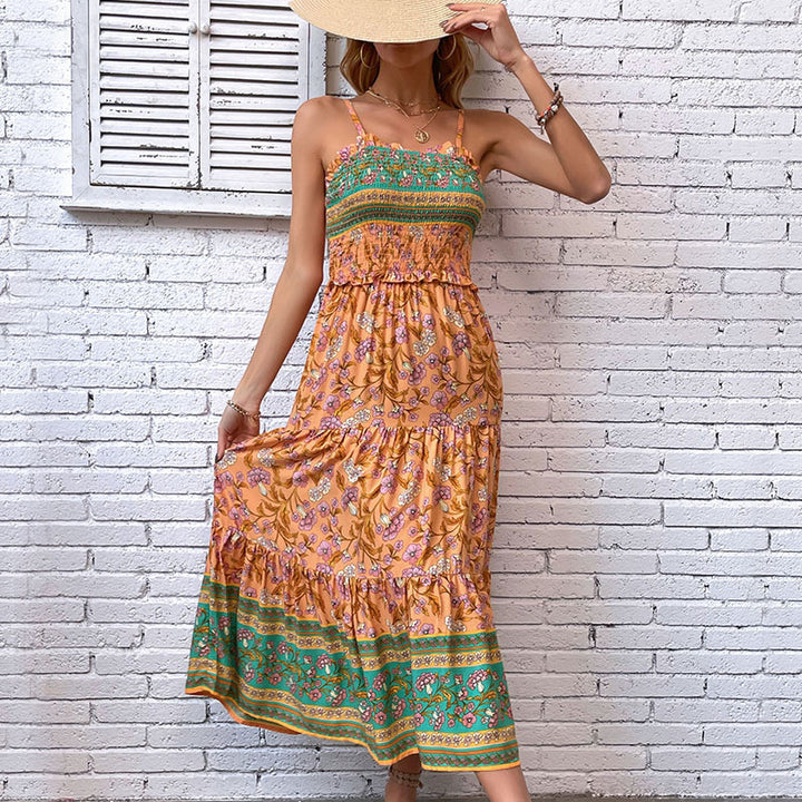 Ruffled Bohemian Slip Maxi Dress