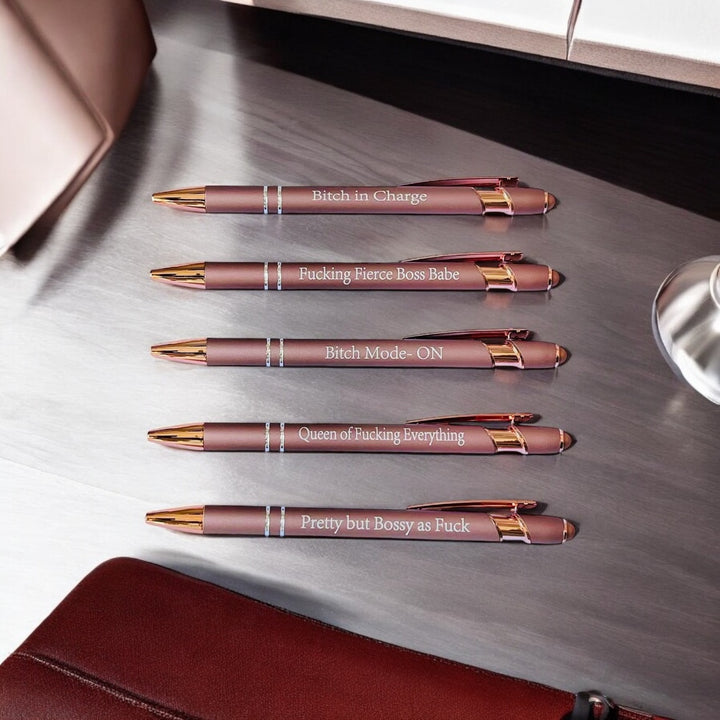 Boss Babe Rose Gold Pen Set – 5 Pack