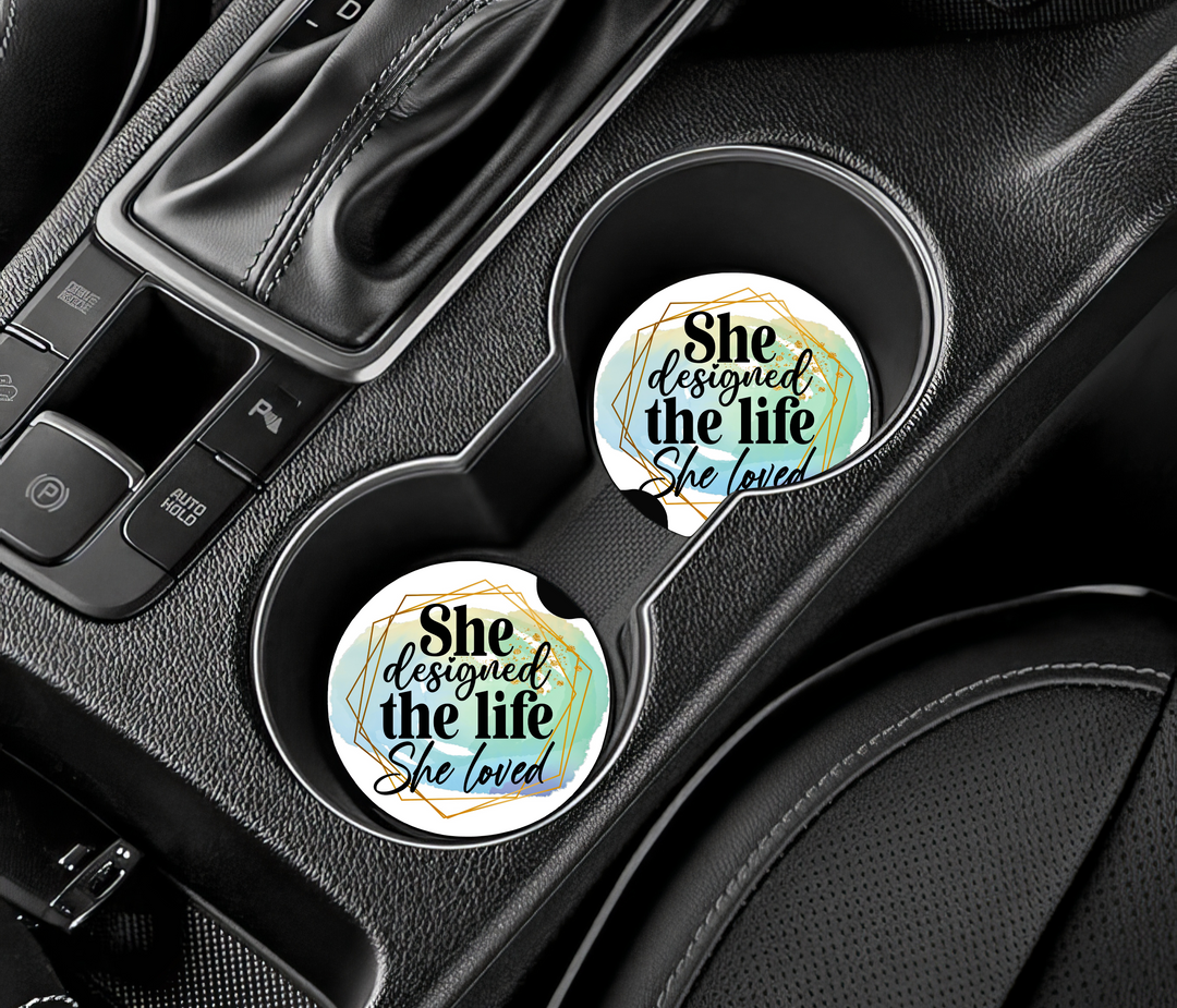 Ceramic Car Coasters- She Designed the Life She Loved