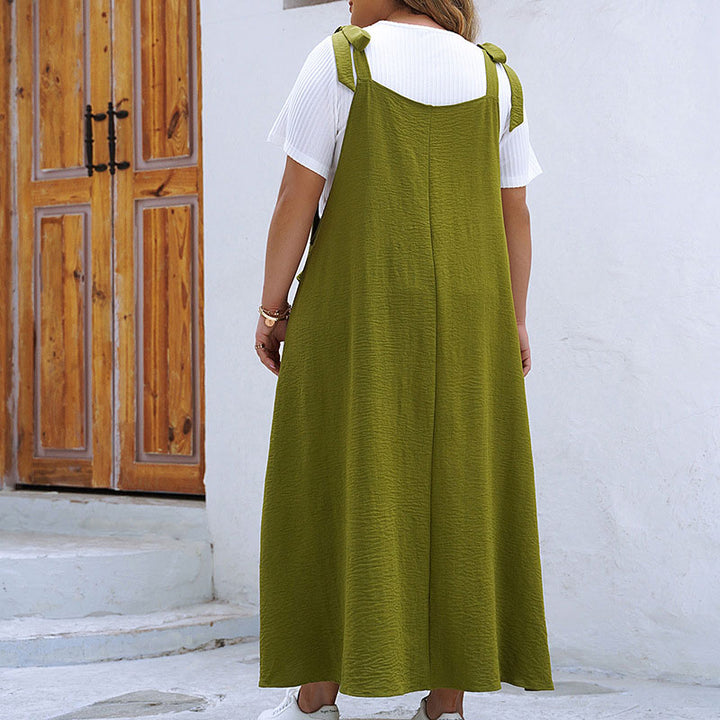 Plus Size Chic Strappy Overall Dress with Pockets