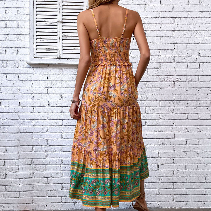 Ruffled Bohemian Slip Maxi Dress