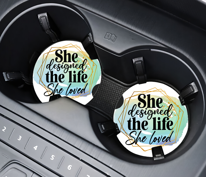 Ceramic Car Coasters- She Designed the Life She Loved