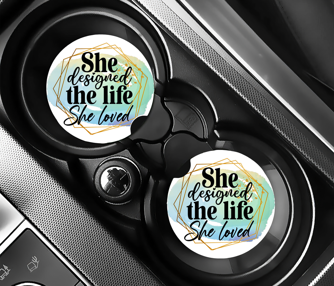 Ceramic Car Coasters- She Designed the Life She Loved