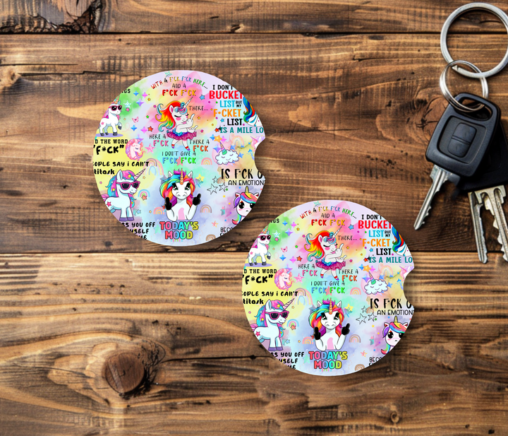 Ceramic Car Coasters- Sweary Unicorn