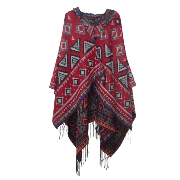 Aztec Poncho Hooded Shawl