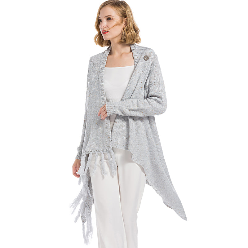 Open Stitch V Neck Poncho