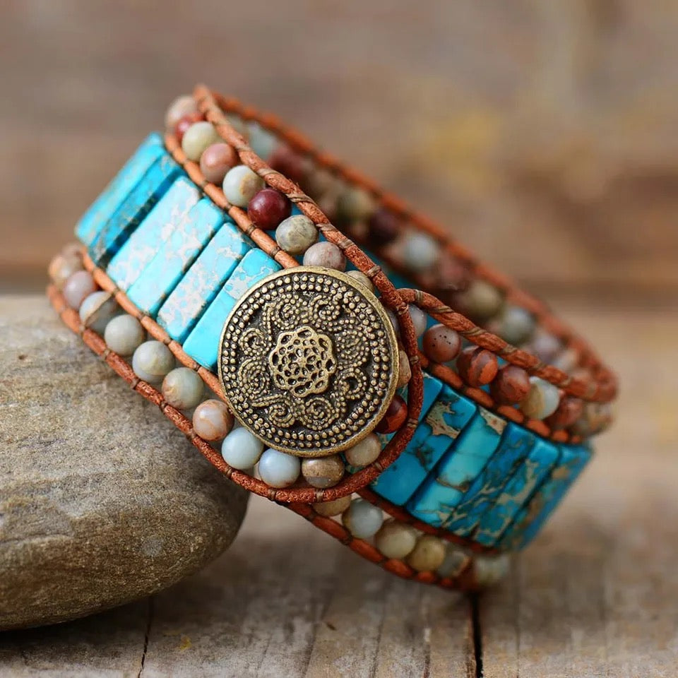 Turquoise & Agate Cuff Bracelet TELW