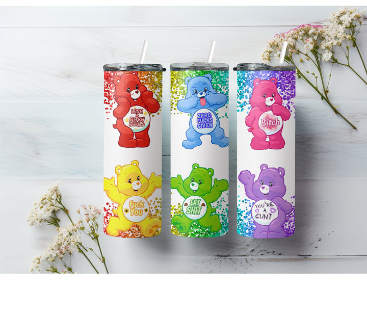 Rainbow Sweary Care Bear 20oz Skinny Tumbler