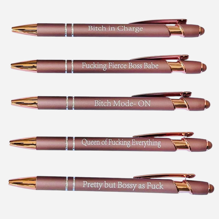 Boss Babe Rose Gold Pen Set – 5 Pack