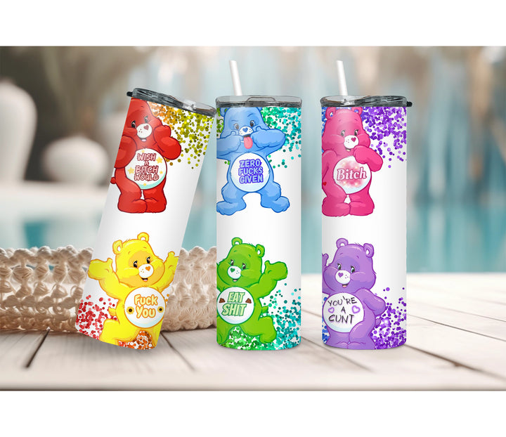 Rainbow Sweary Care Bear 20oz Skinny Tumbler