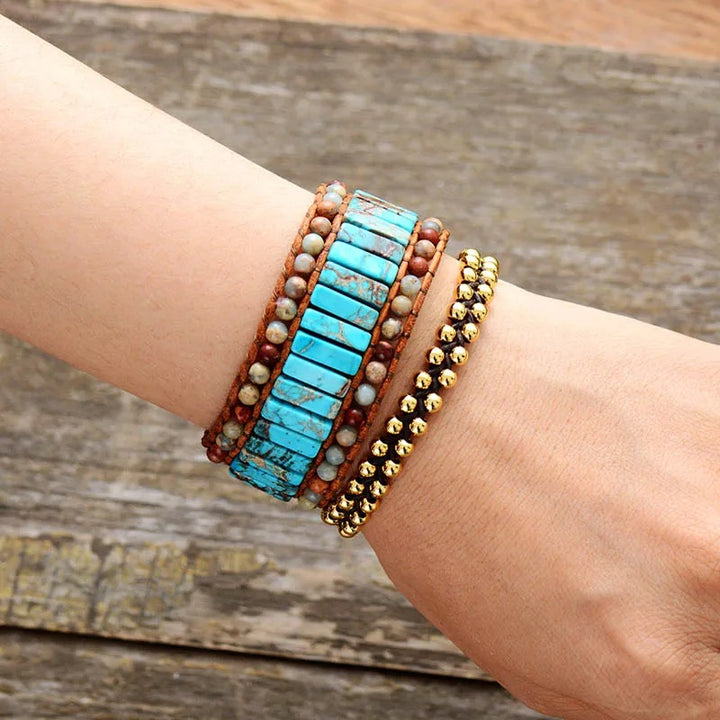 Turquoise & Agate Cuff Bracelet TELW