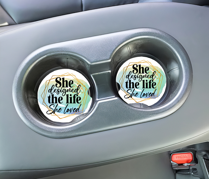 Ceramic Car Coasters- She Designed the Life She Loved