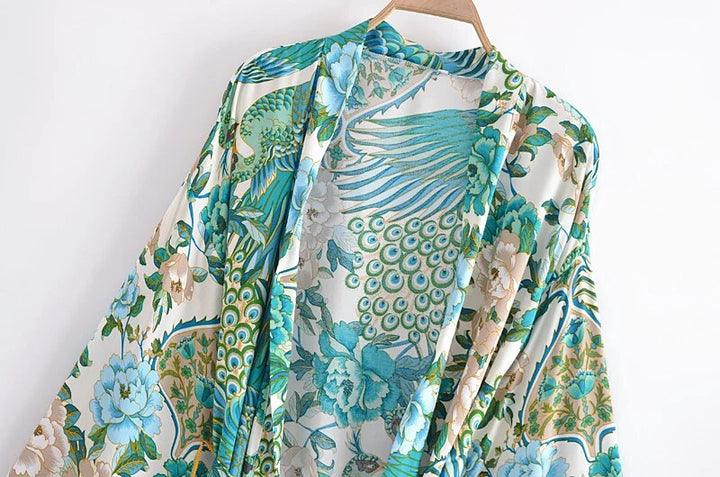 Meadow Boho Floral Bat Sleeve  Kimono