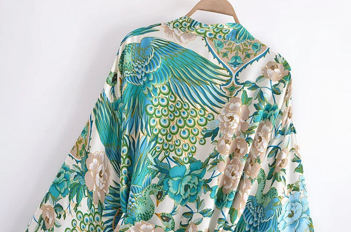 Meadow Boho Floral Bat Sleeve  Kimono