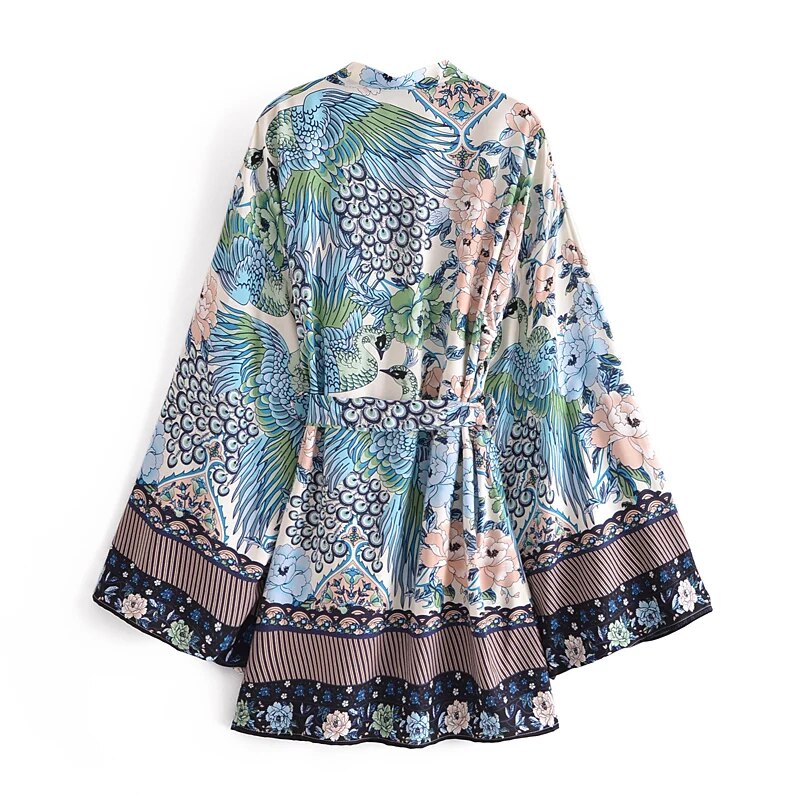 Meadow Boho Floral Bat Sleeve  Kimono