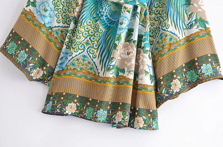 Meadow Boho Floral Bat Sleeve  Kimono