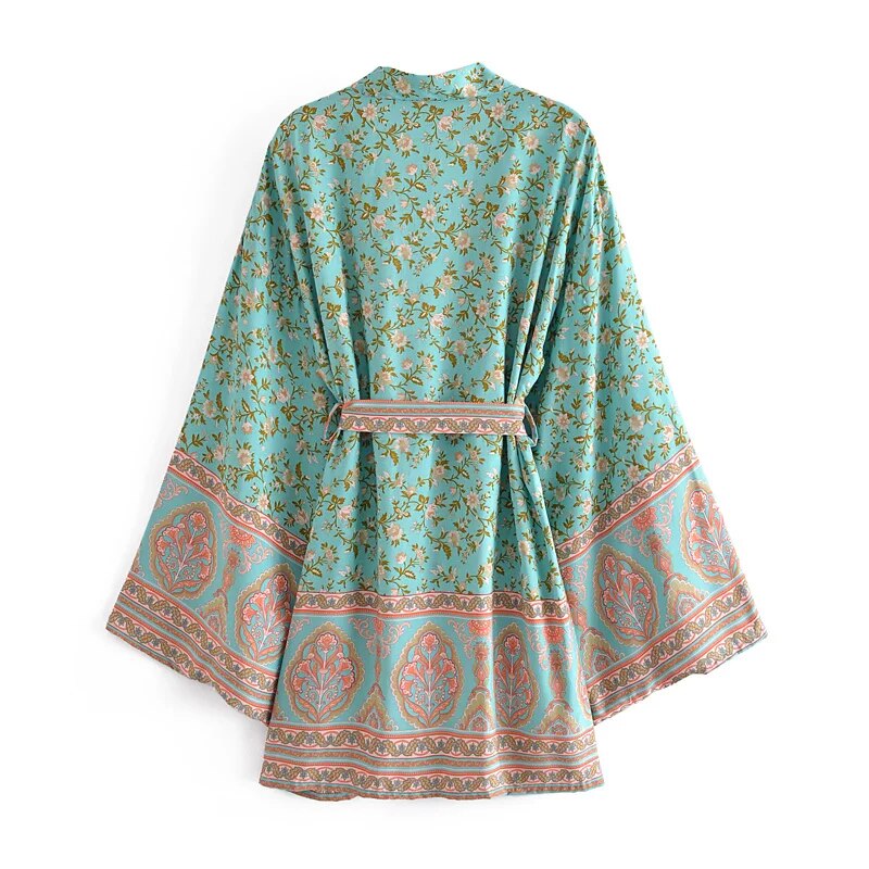 Serenity Boho Floral Bat Sleeve  Kimono