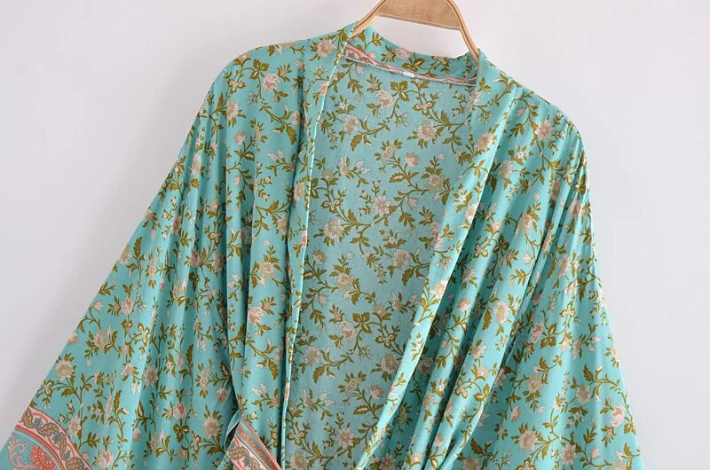 Serenity Boho Floral Bat Sleeve  Kimono