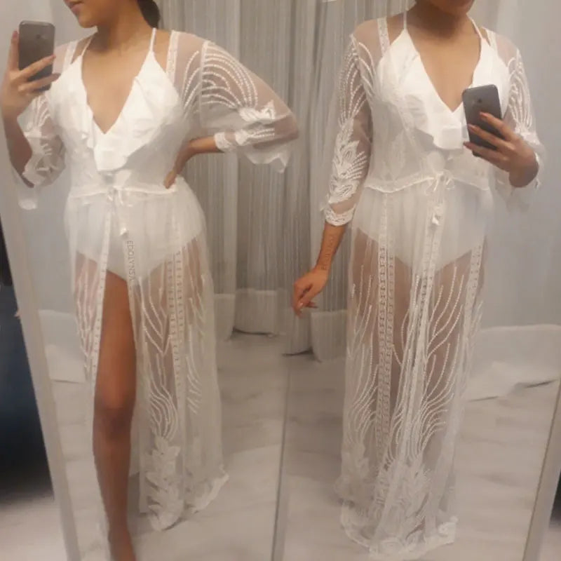 Plus Size Free Spirit Boho Lace Kimono Cover Up